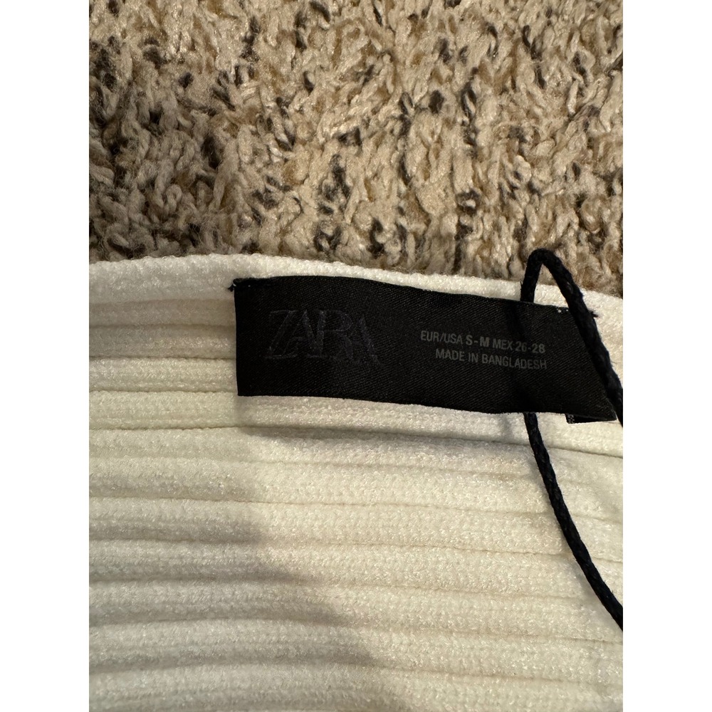 Zara White Ribbed Knit Batwing Shrug Cardigan Bolero Sweater SM 3471/103/250 NEW - Picture 2 of 3